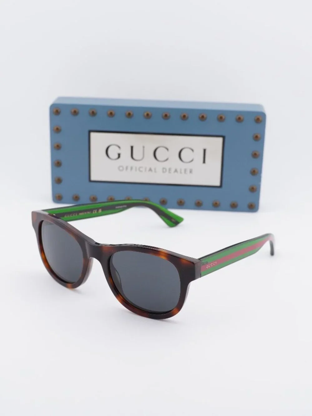 Gucci GG0003SN 003 Square Sunglasses - Havana / Green / Grey